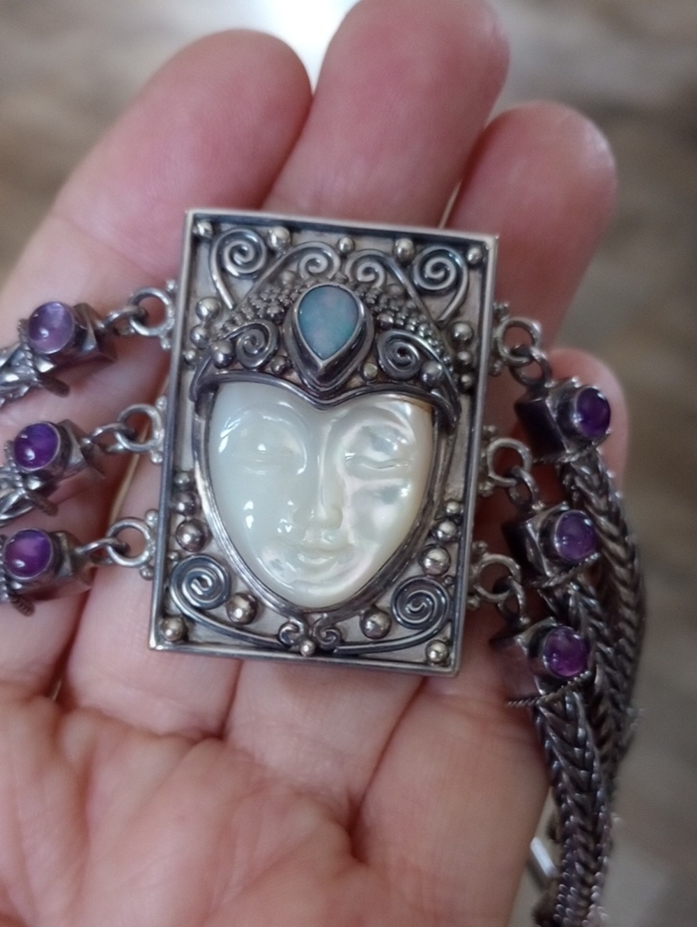 Mother Of Pearl Goddess Sterling Bracelet
